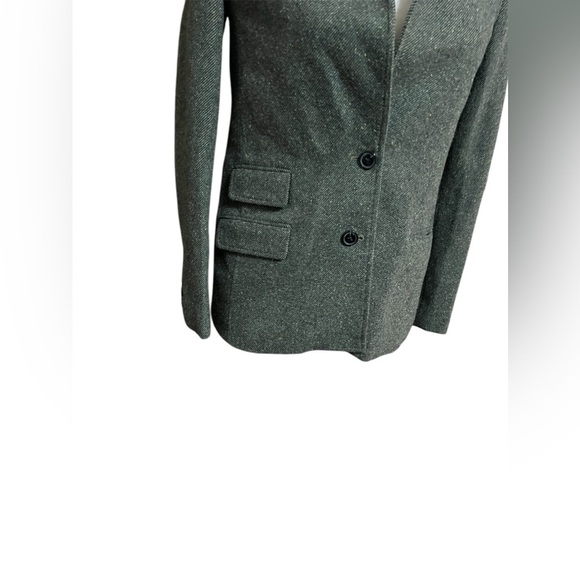 Banana Republic Jacket Womens Size P2 Green Tweed Blended Wool/Silk/Poly - Picture 4 of 6